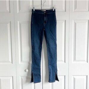 Free People Dark Wash Blue Denim Ankle Slit High-Rise Jeans Women's Size 26